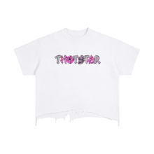 Load image into Gallery viewer, THOTSTAR Vintage Wash Boxy Distressed Hem T-Shirt
