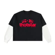 Load image into Gallery viewer, THOTSTAR Layered Contrast Sleeve Cotton T-Shirt
