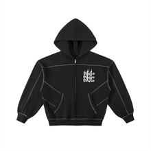 Load image into Gallery viewer, Contrast-Stitched Boxy Fleece Zip Hoodie
